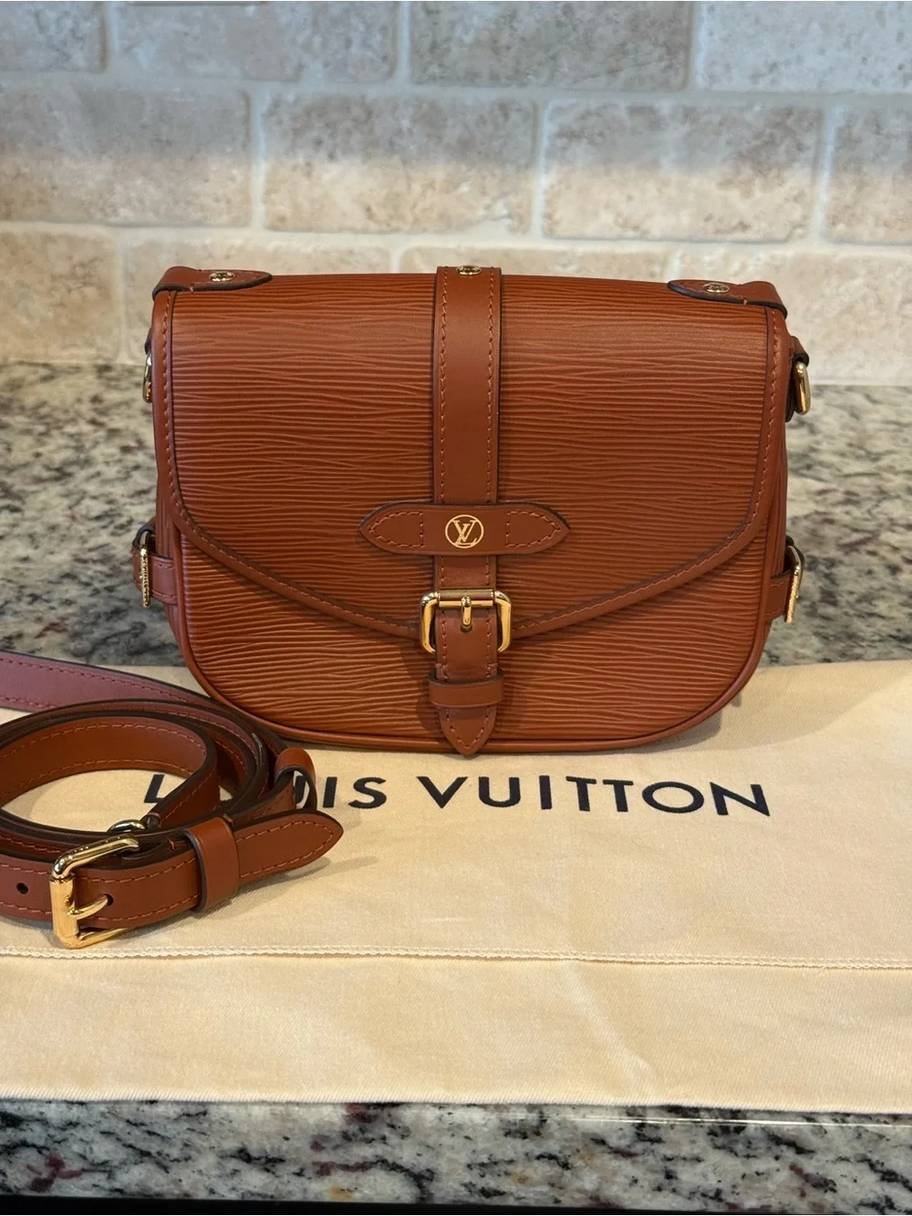 Louis Vuitton Cognac Saumur BB Epi Leather Crossbody